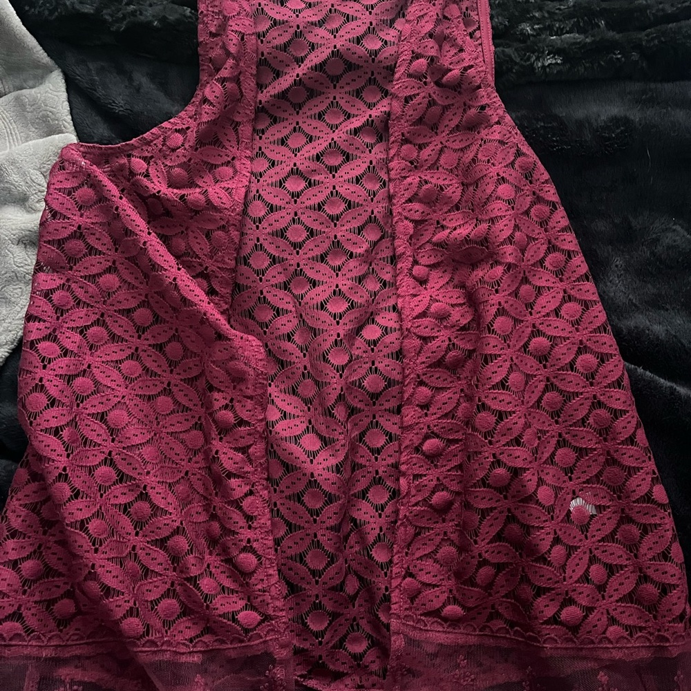 Red cardigan